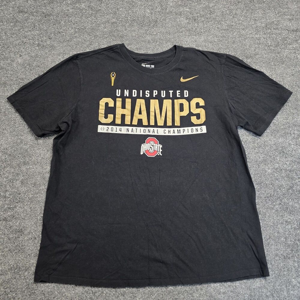 Nike Ohio State Buckeyes 2014 National Champions T Shirt Men’s Sz XL Black NCAA